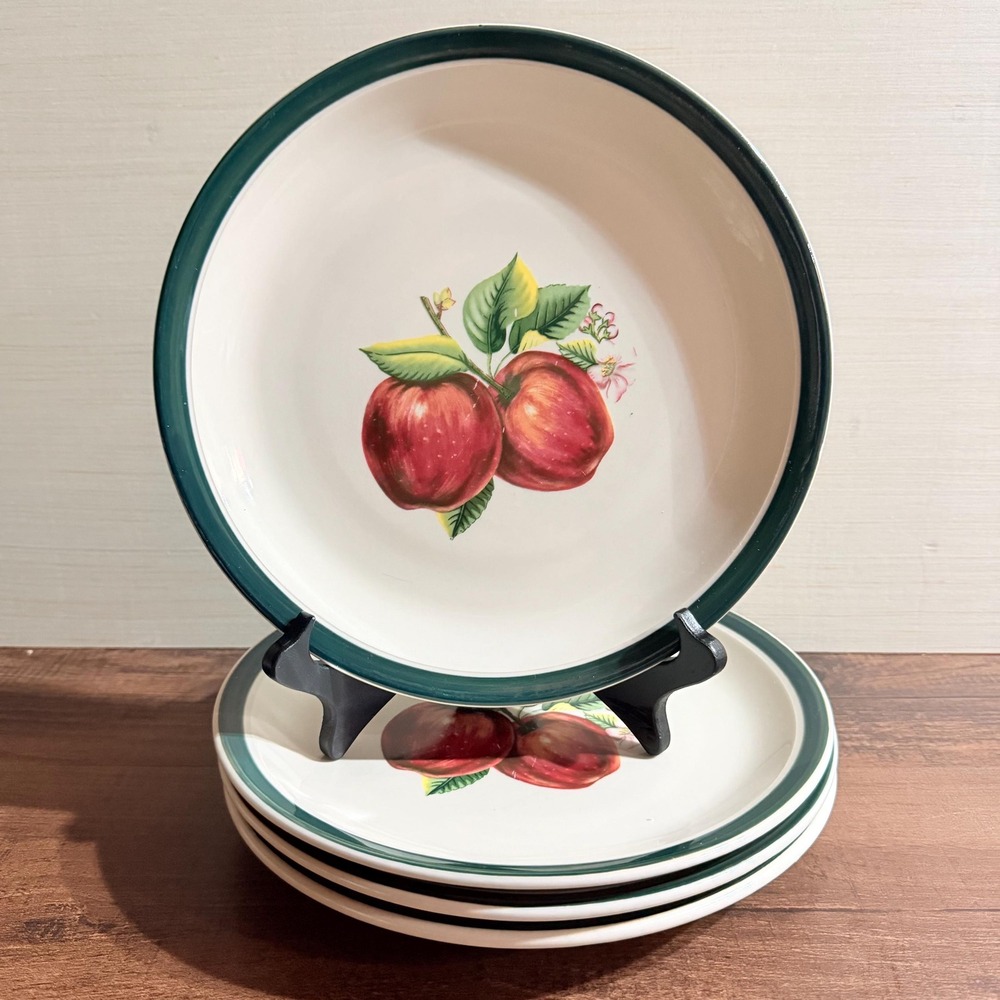 4 VTG Apple Dinner Plates 10.5" Country Farmhouse Stoneware China Pearl Casuals